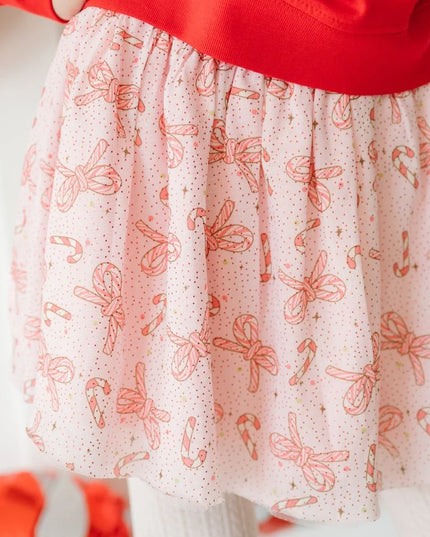 Candy Cane Bow Printed Christmas Tutu