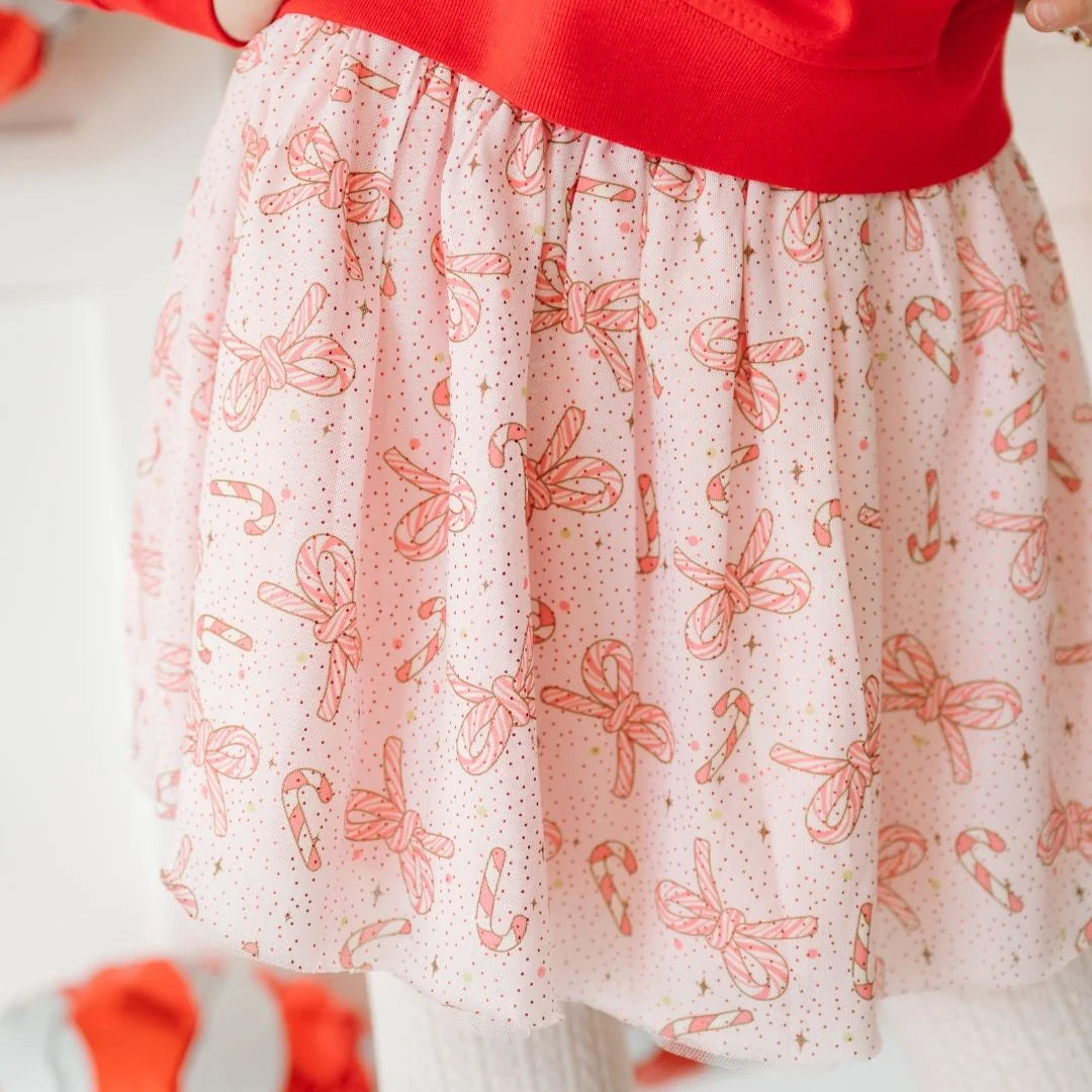 Candy Cane Bow Printed Christmas Tutu