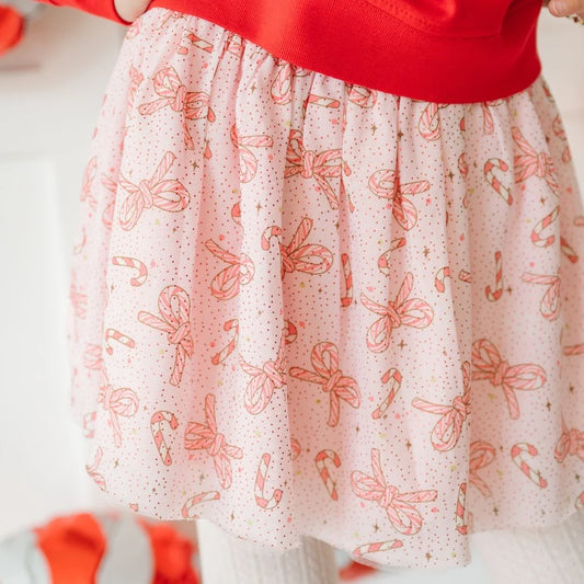 Candy Cane Bow Printed Christmas Tutu