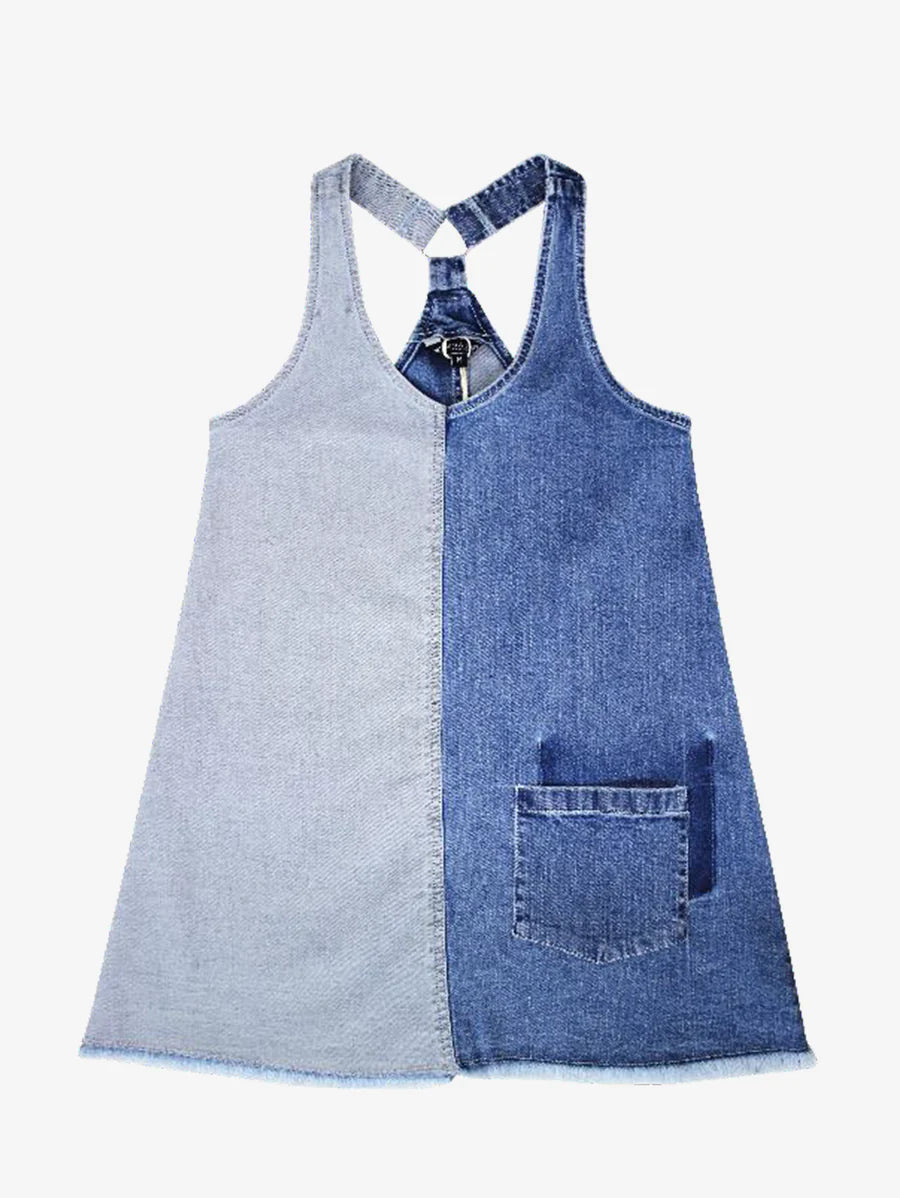Nina Color Blocked Denim Dress