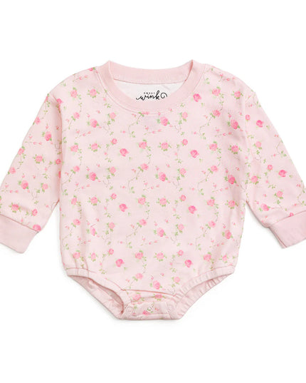 Pink Rose Long Sleeve Romper