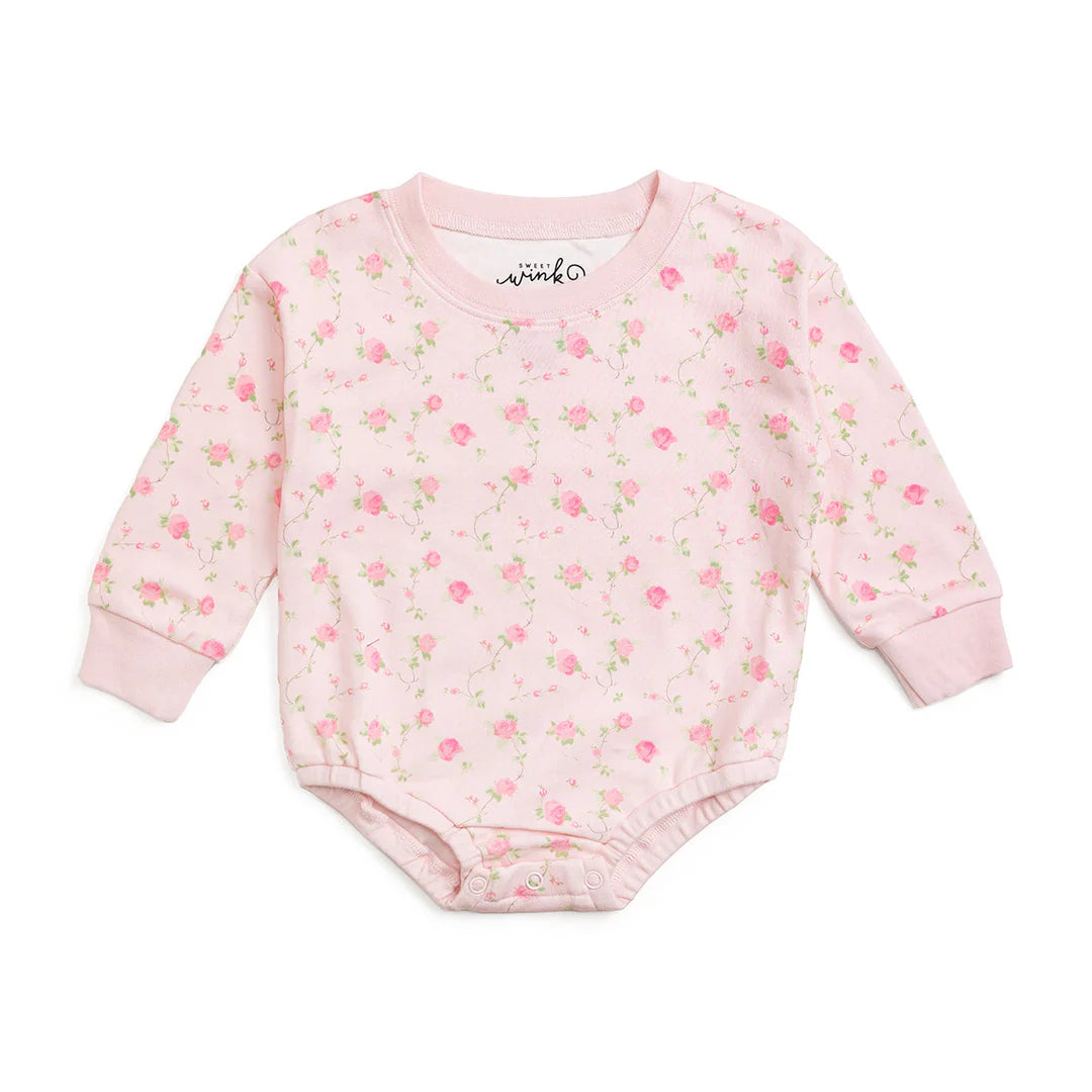Pink Rose Long Sleeve Romper