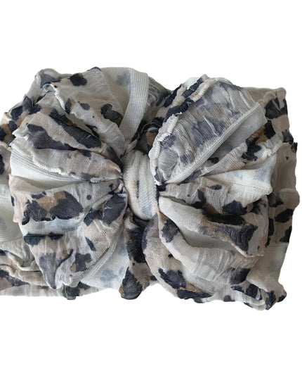 Leopard- White Ruffled Headband