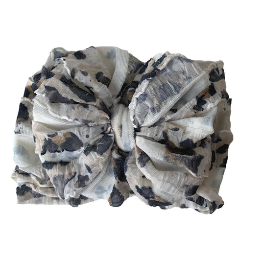 Leopard- White Ruffled Headband