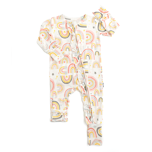 Millie Ruffle Zip Bamboo Rainbow Sleepies