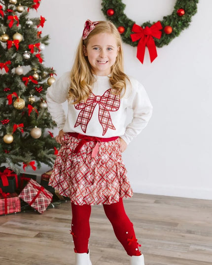 Christmas Plaid Bow Tiered Tutu