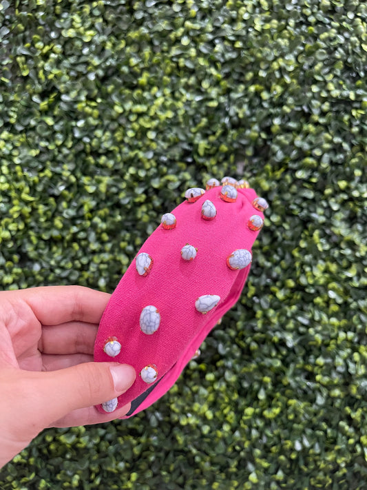 Pink & Marbled Stone Headband