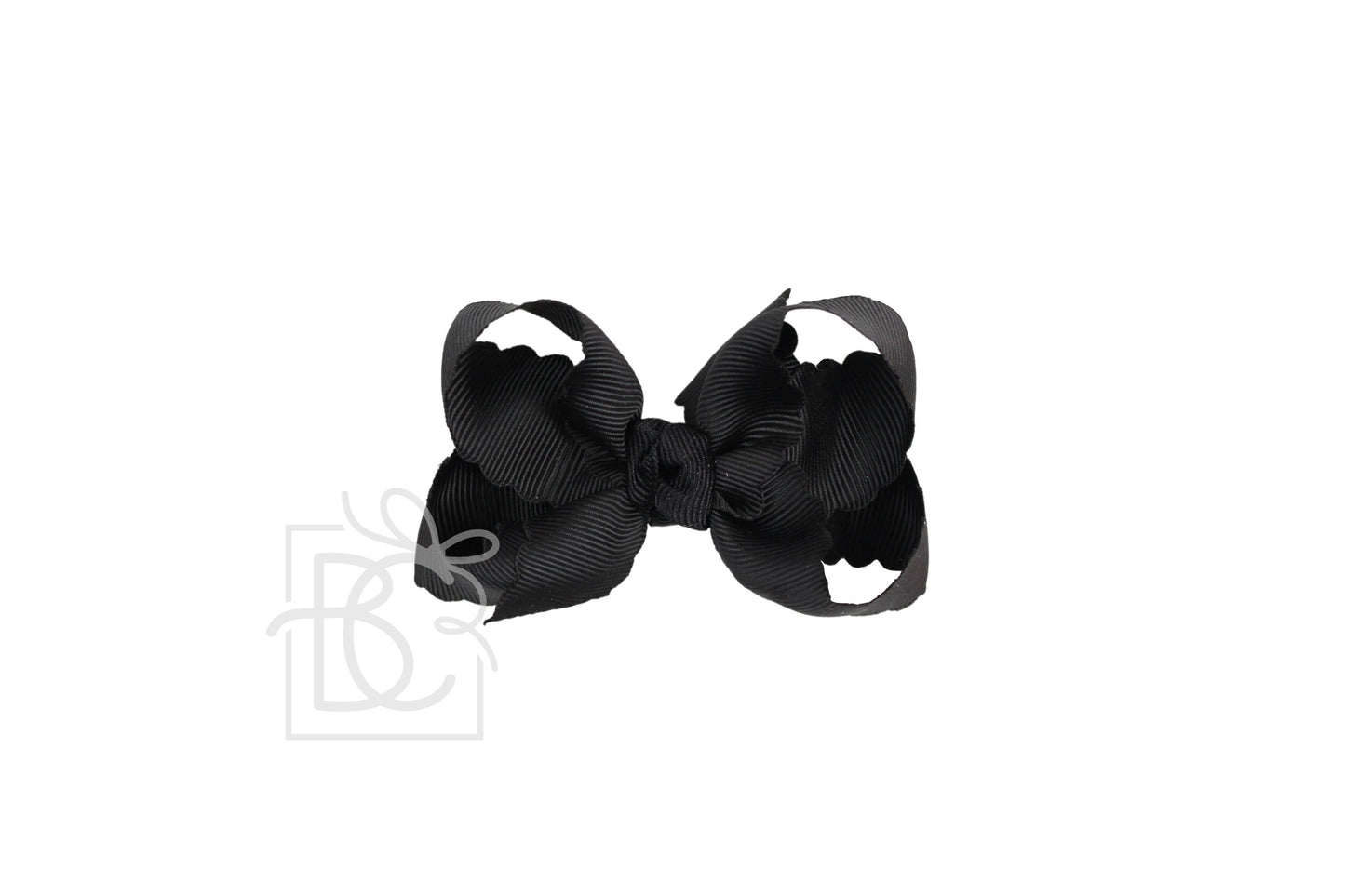SCALLOPED EDGE BOW: Antique White / 3.5" Medium - 1.5" Ribbon on Alligator Clip