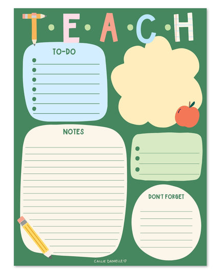 Teach School-Themed Daily Planner 6x8 To Do Notepad