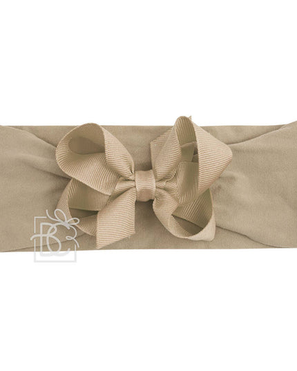WIDE PANTYHOSE HEADBAND W/CLASSIC GROSGRAIN BOW: TURQUOISE / 3+ Months / 4.5" Large