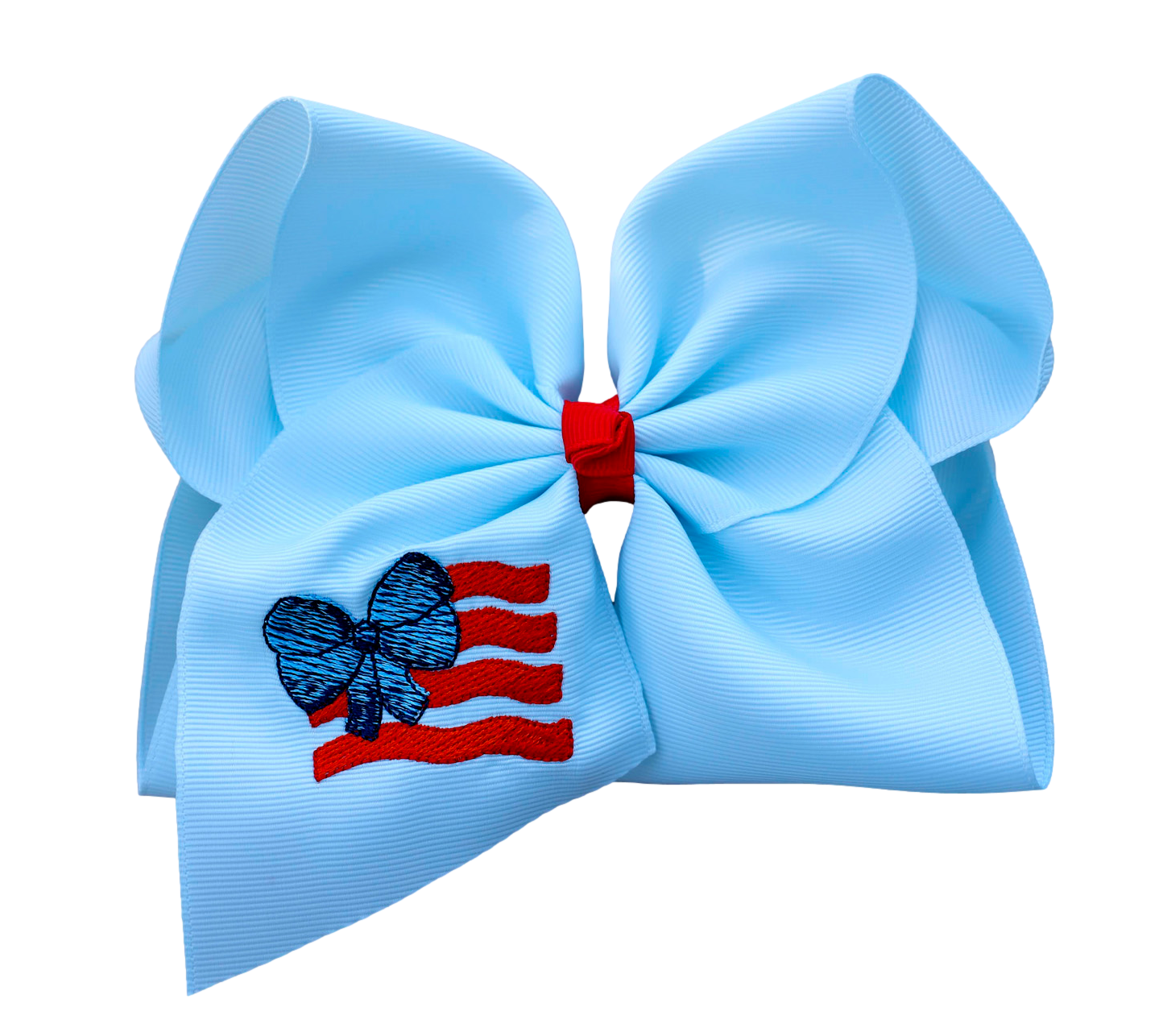 6” Patriotic Flag Bow | Light Blue