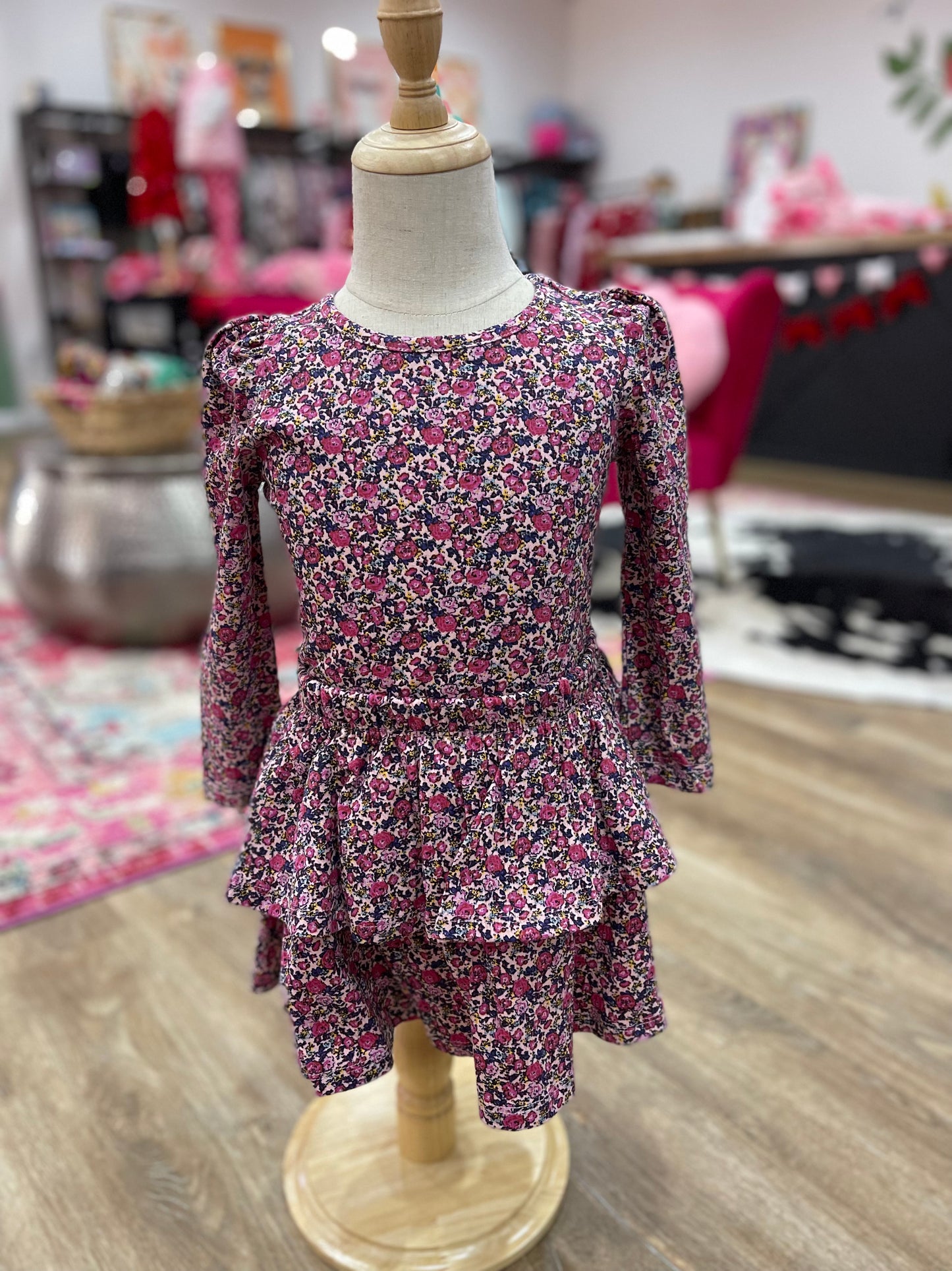 Floral Knit Peplum Top + Ruffle Skirt Set