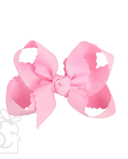 SCALLOPED EDGE BOW: Antique White / 5.5" Extra Large - 2.25" Ribbon on Alligator Clip
