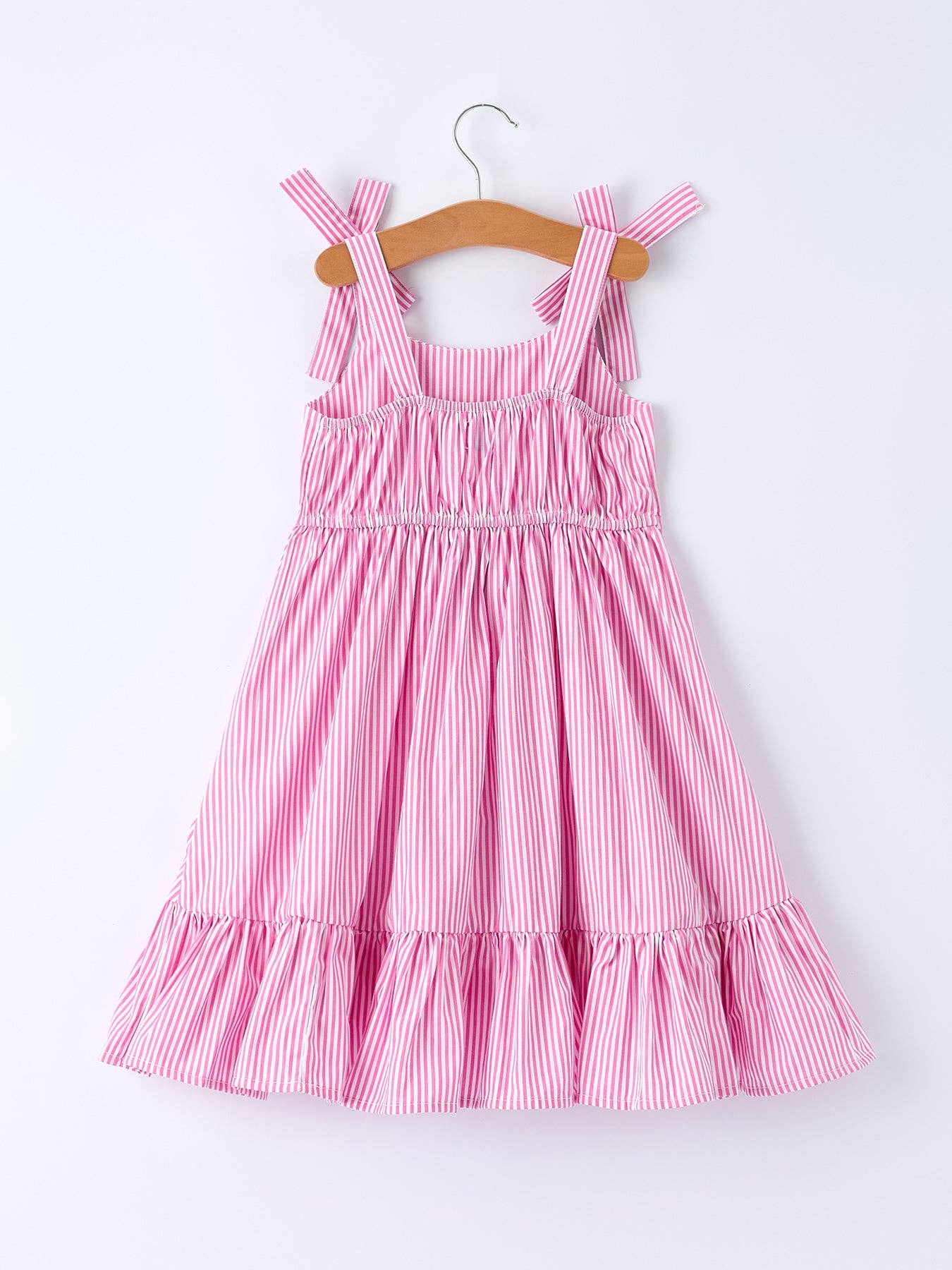 Summer Stripe Bow Ruffle Dress | Pink