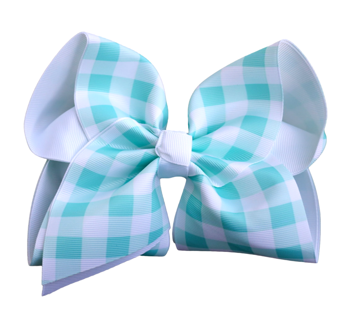4” Aqua Checker Printed Hair Bow