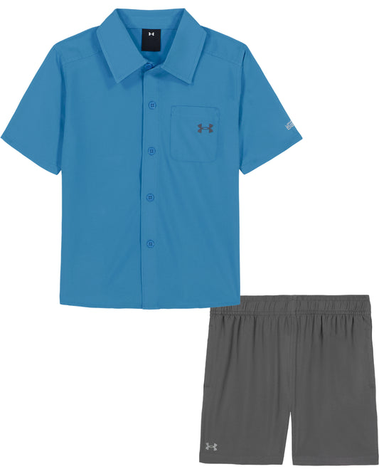 UA Woven Fishing Shirt Set | Ether Blue | 12m-24m