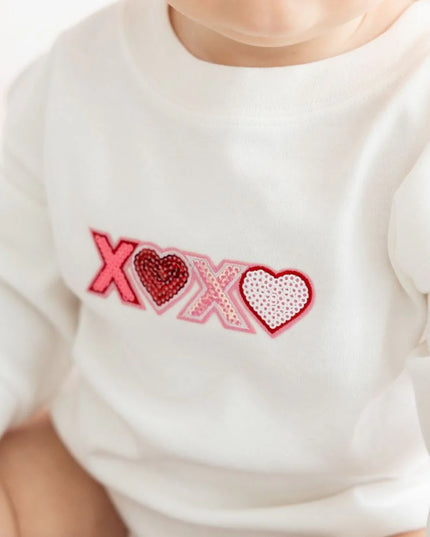 XOXO Sequin Patch Long Sleeve Romper