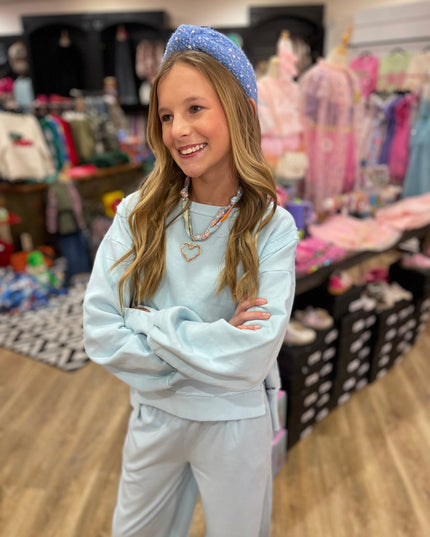 Cotton Fleece Boxy Hi-Lo Contract Pullover | Calypso Blue