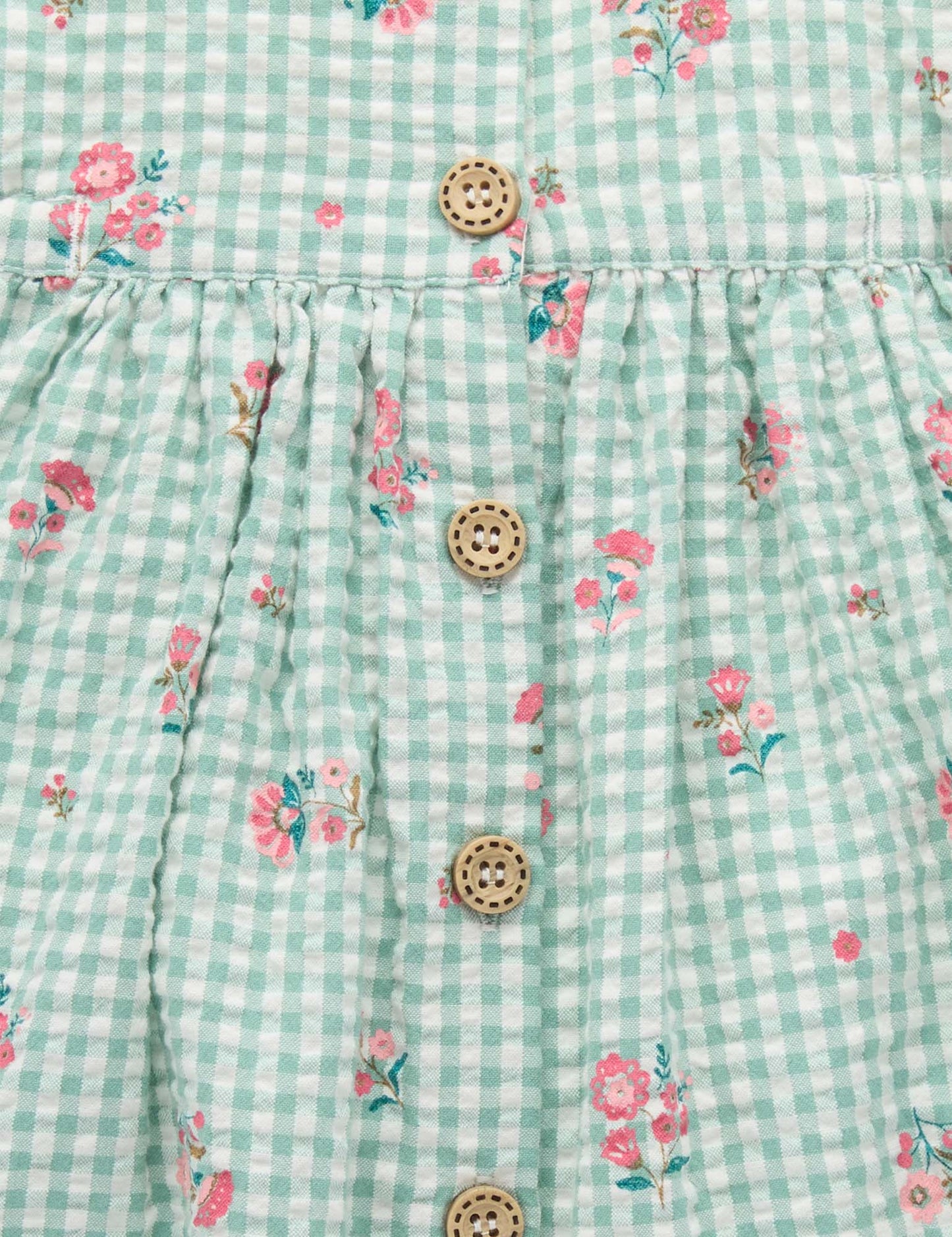 Gingham Floral Dress | Green