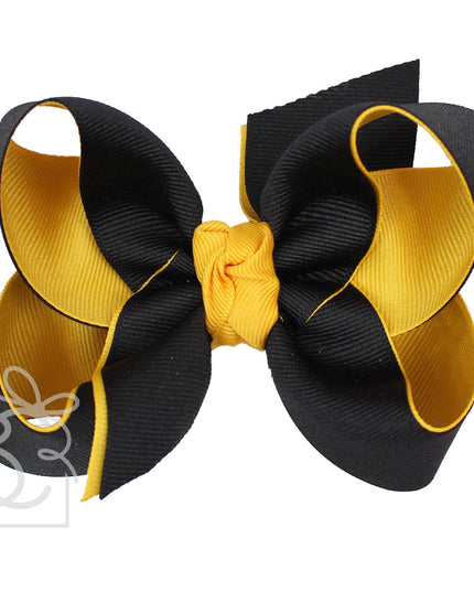 Layered Grosgrain Bow (Yellow Gold & Black): 5.5" Huge