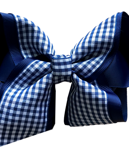 5” Navy Gingham Layered Bow