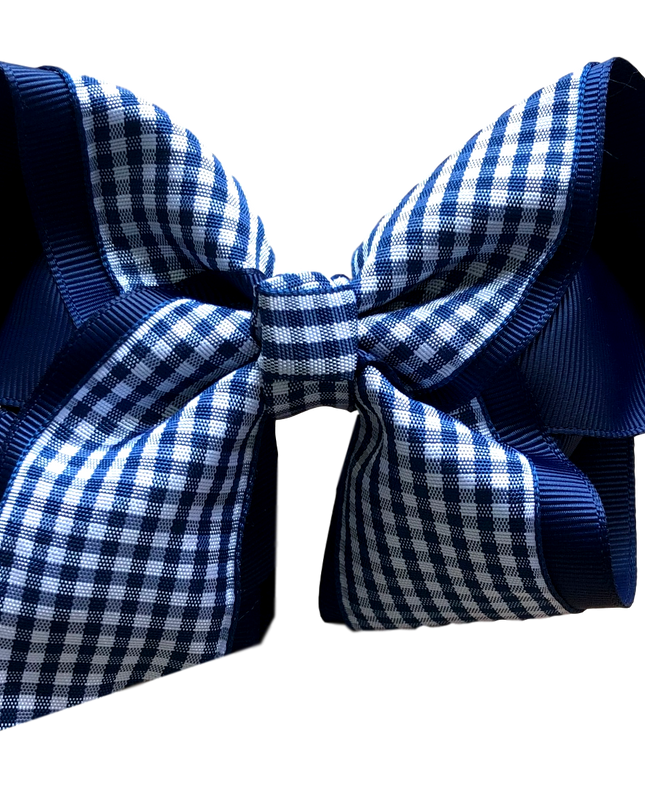 5” Navy Gingham Layered Bow