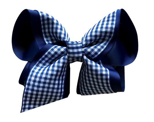 5” Navy Gingham Layered Bow