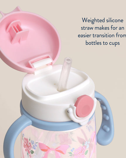Itzy Sips™ - Straw Cup With Snap-Close Lid: Ribbons & Roses