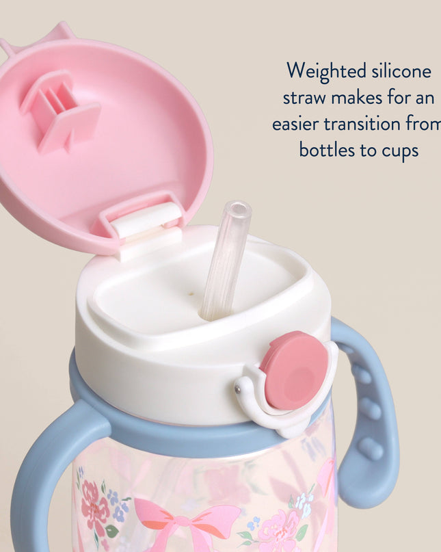 Itzy Sips™ - Straw Cup With Snap-Close Lid: Ribbons & Roses