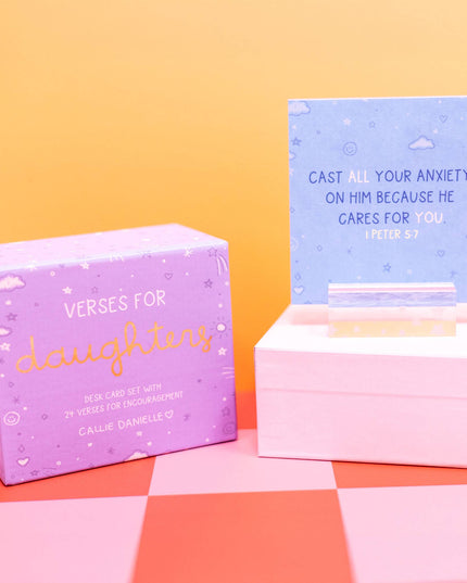 Verses for Daughters – Bible Verse Card Set + Display Stand