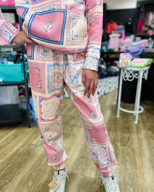 Floral Patchwork Print Sweatpants
