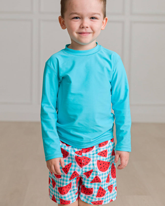 Bright Aqua Long Sleeve Rash Guard