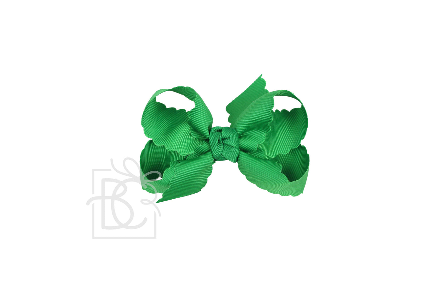 SCALLOPED EDGE BOW: Antique White / 3.5" Medium - 1.5" Ribbon on Alligator Clip