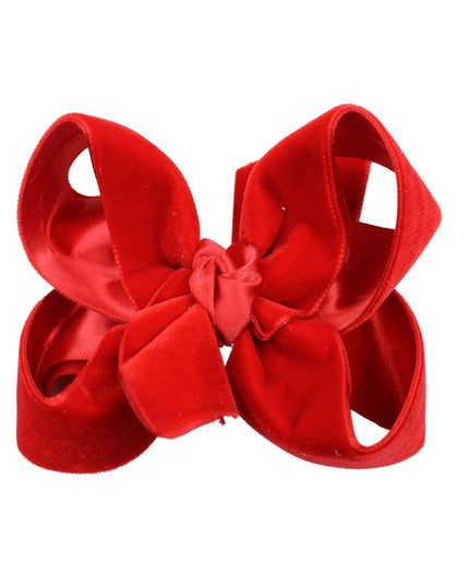 VELVET HAIR BOWS ON ALLIGATOR CLIP: White