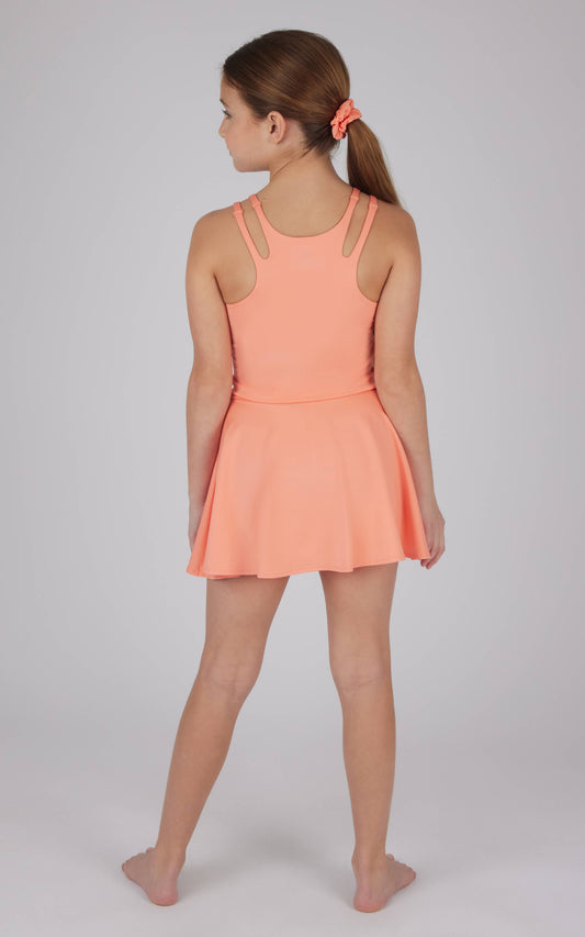 Cut Out Tank + Active Skort + Scrunchie Set  | Tangerine