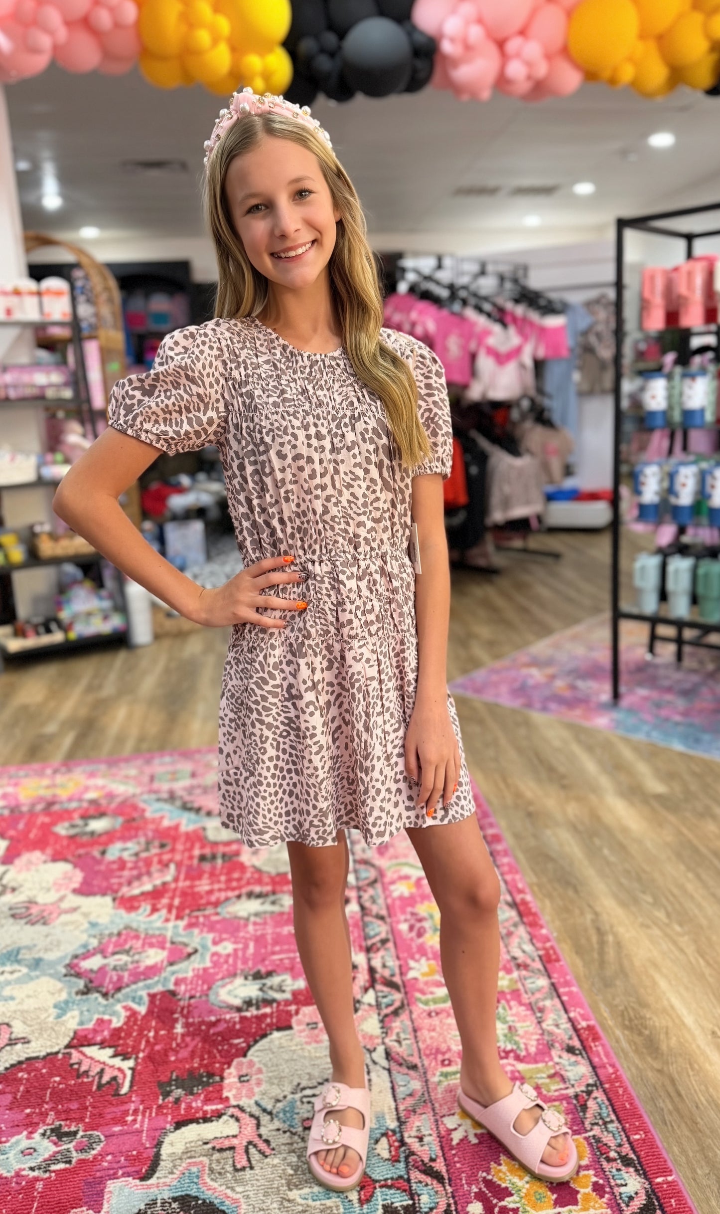 Digital Print Cap Sleeve Dress | Winter Safari