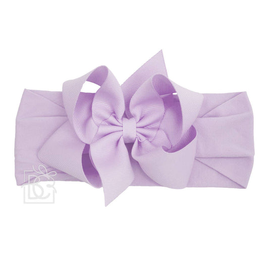 Classic Grosgrain Bow on Stretchy Hose Headband | Orchid 4.5"
