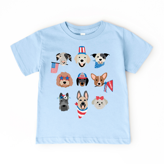 Patriotic Pups Tee | Light Blue