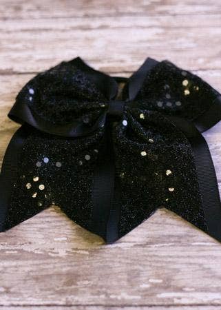 Sequin Cheer Hair Bows: Black