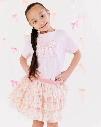 Ditsy Floral Bow Patch Short Sleeve T-Shirt