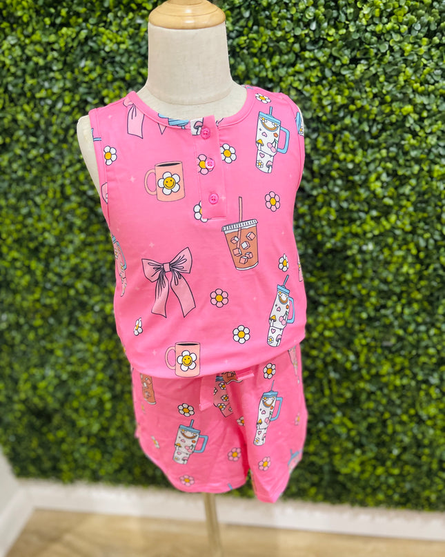 Girly Cups Pajama Set | Pink