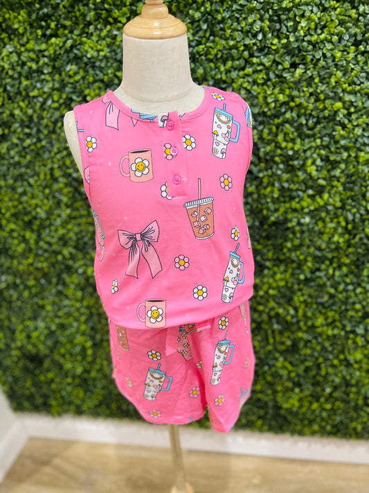 Girly Cups Pajama Set | Pink