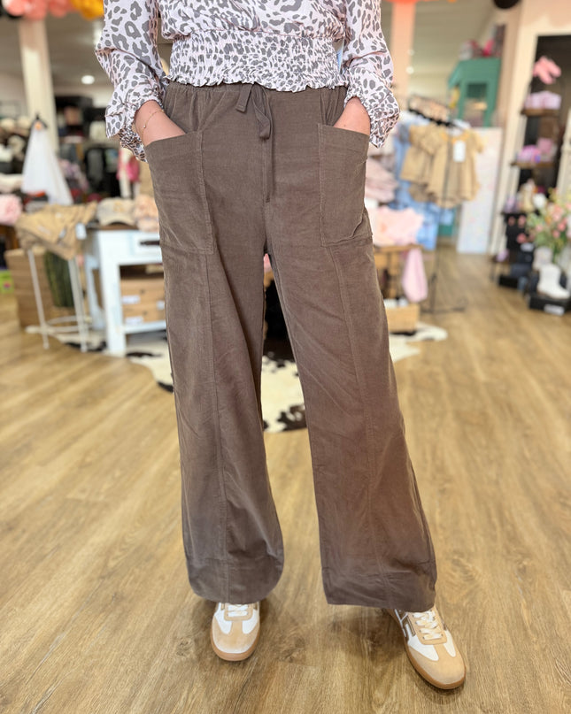 Corduroy Wide Leg Trouser | Chocolate Lava