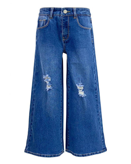 Distressed Wide Leg Denim Jeans | 4-6x