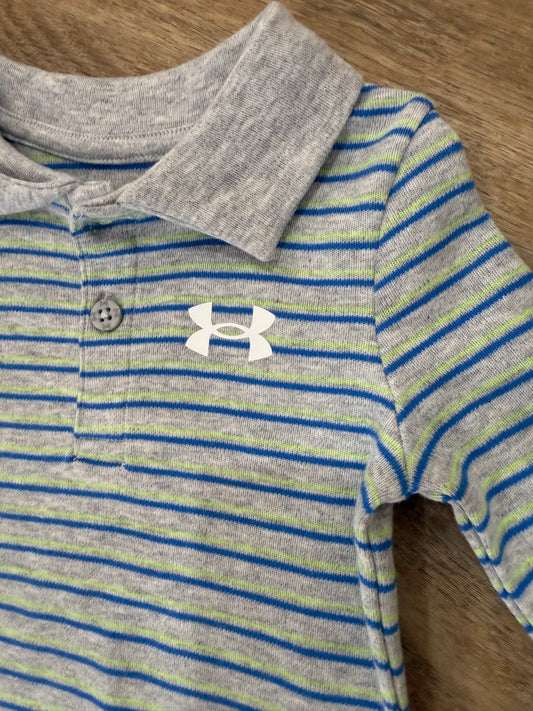 UA Stripe Polo Coverall| Mod Grey | 0-12m