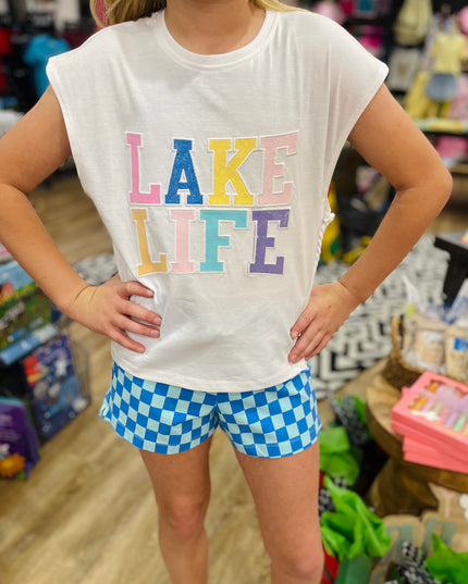 Lake Life Applique Top | White