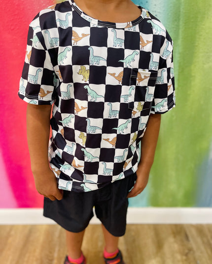 Dino Checkers Pocket Tee