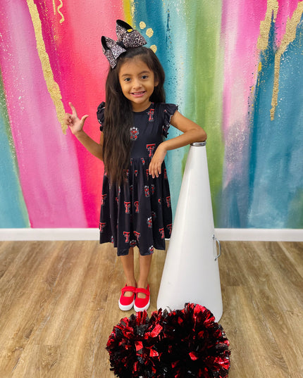 Texas Tech Red Raider Flutter Twirl Dress | Black