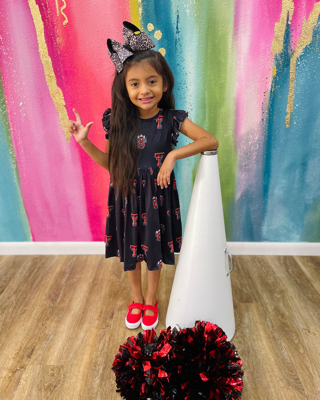 Texas Tech Red Raider Flutter Twirl Dress | Black
