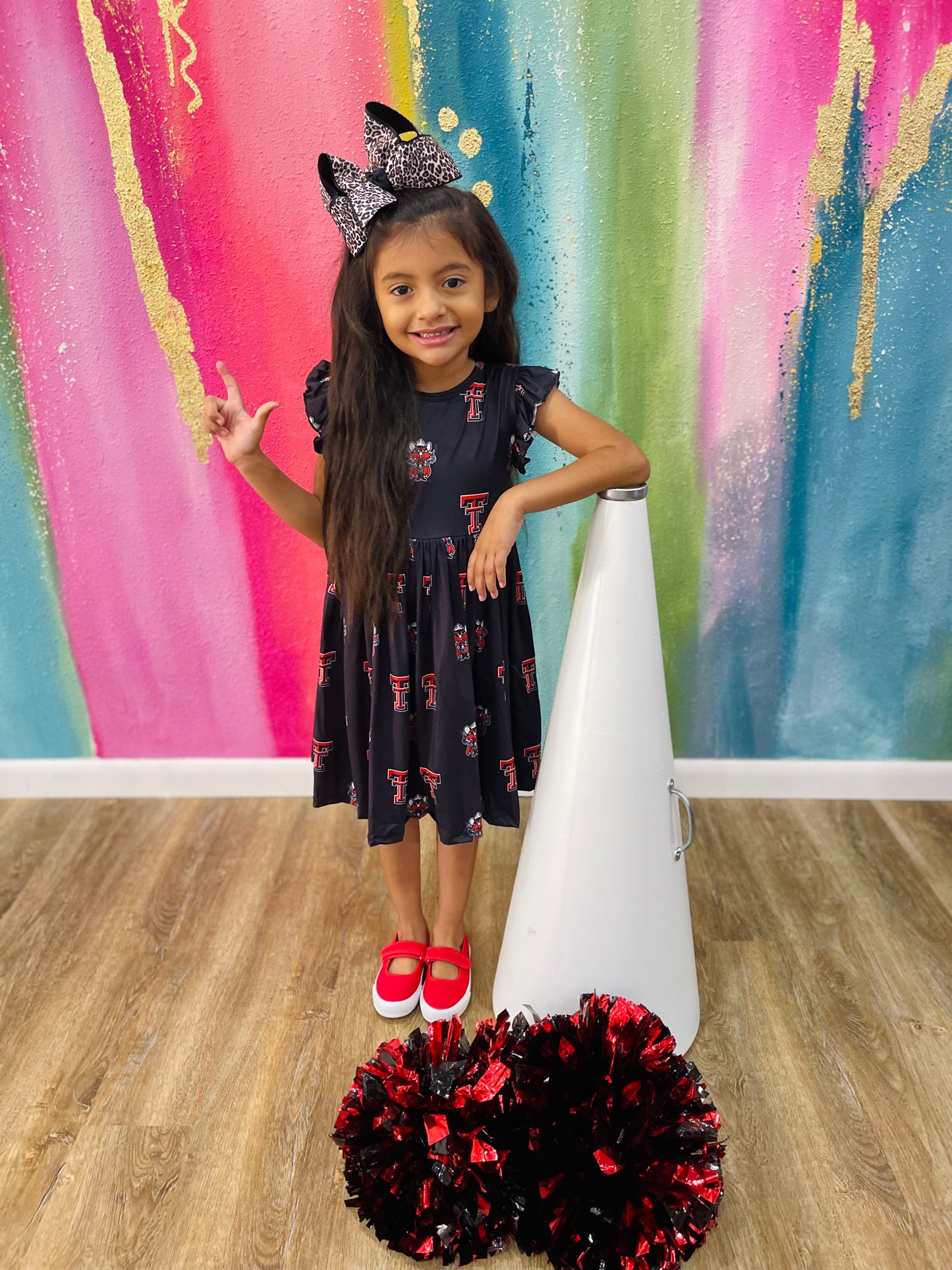 Texas Tech Red Raider Flutter Twirl Dress | Black
